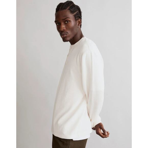 NWT Madewell Textured Long Sleeve Henley Tee Lighthouse Men's Size Medium - Picture 3 of 16